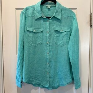 Sundance Willow Long Sleeve Western Style Button Down Linen Shirt Size Medium